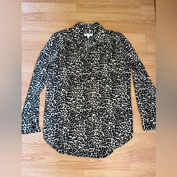 Equipment Slim Signature Leopard-Printed Silk ShirtSz XS - Picture 3 of 6